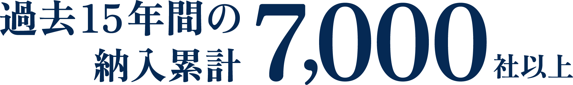 過去15年間の実績 納入累計社数7,000社以上